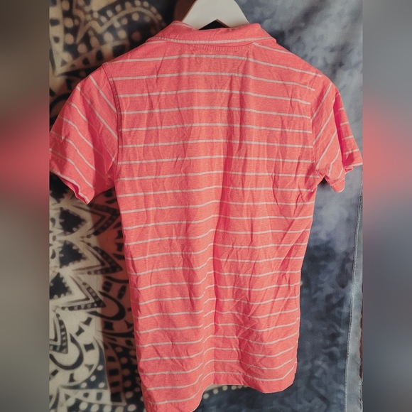 Boys 12-14 Tommy Hilfiger collared striped shirt orange button front - Picture 2 of 5